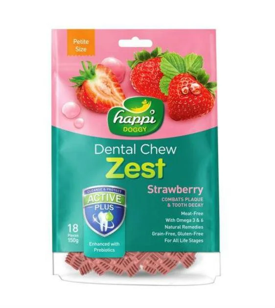 Happi Skippi (Happi Doggy) ZEST Petite Dental Dog Chews (Strawberry)