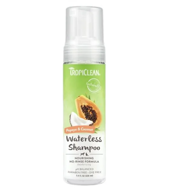 TropiClean Waterless Nourishing Papaya & Coconut Shampoo For Cats & Dogs